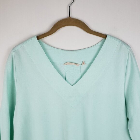 Soft Surroundings Fairmont Tunic Aqua Tencel V-Neck Button Trim Size Small - Picture 4 of 10